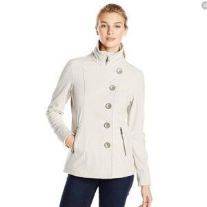Prana Martina Double Breasted Button Front Jacket Gray White Women's XS